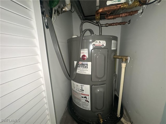 utility room featuring electric water heater