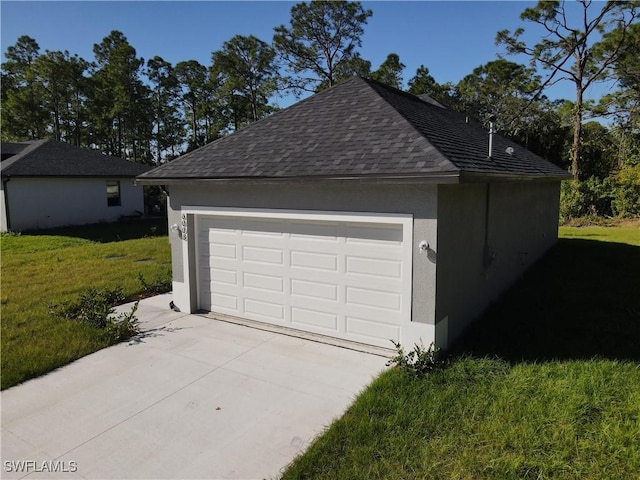 view of detached garage