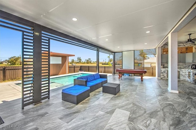 interior space with recessed lighting and pool table