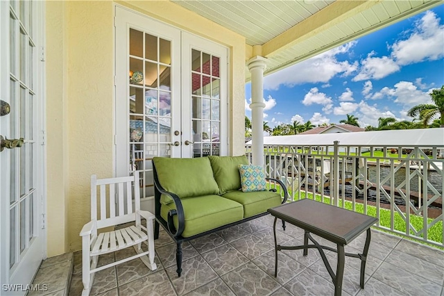 balcony with french doors