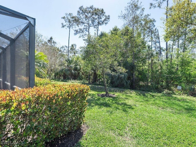 view of yard featuring a lanai