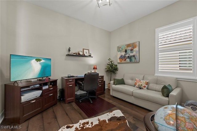 office area featuring wood finished floors