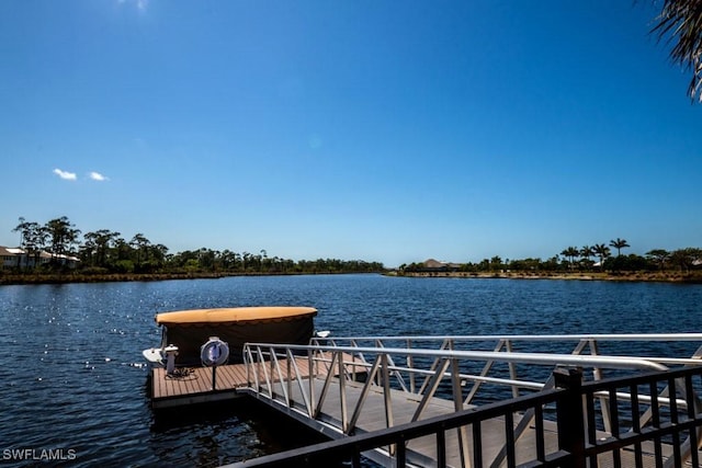 view of dock featuring a water view