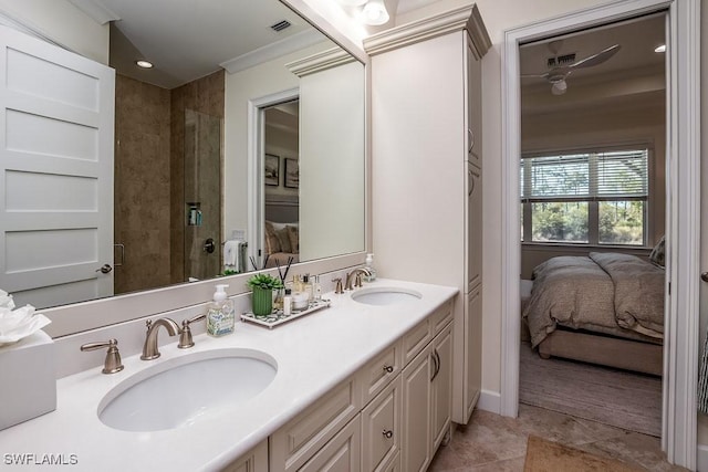 full bathroom with a shower stall, ensuite bath, and a sink