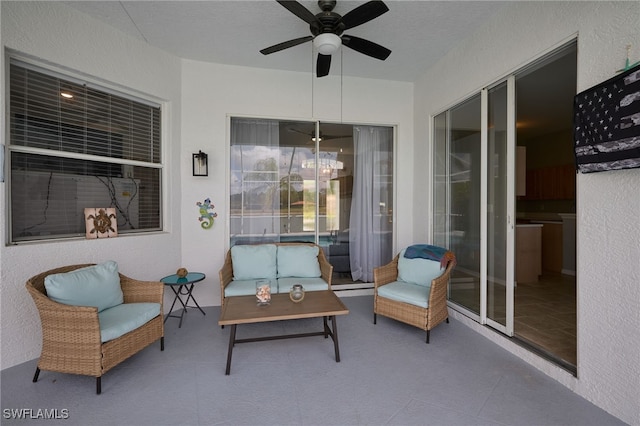 3381 Mystic River Dr, Naples, FL 34120 - view of patio / terrace with ceiling fan and outdoor lounge area