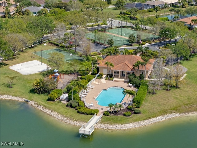 3381 Mystic River Dr, Naples, FL 34120 - birds eye view of property with a water view