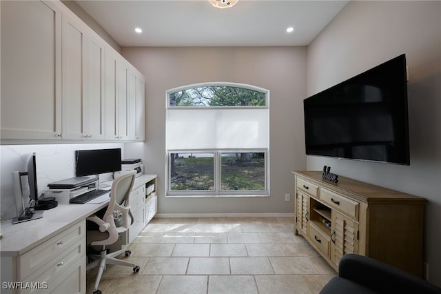 3381 Mystic River Dr, Naples, FL 34120 - office space featuring light tile patterned floors, recessed lighting, a healthy amount of sunlight, and baseboards