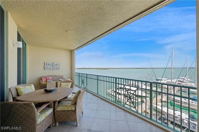 balcony with a water view