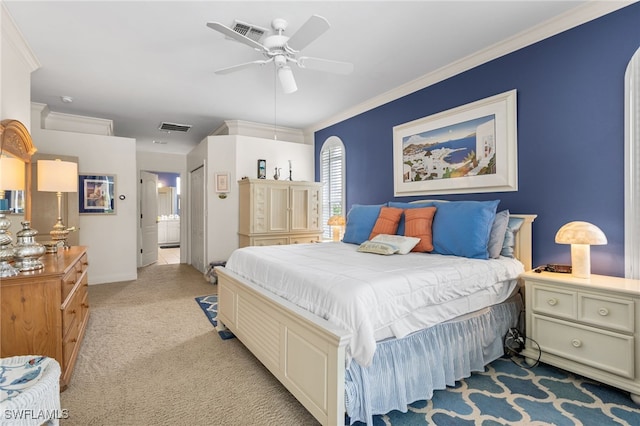 12922 Kedleston Cir, Fort Myers, FL 33912 - bedroom featuring light colored carpet, crown molding, ensuite bathroom, baseboards, and a closet
