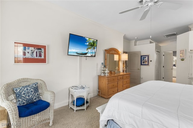 12922 Kedleston Cir, Fort Myers, FL 33912 - carpeted bedroom with crown molding, baseboards, and a ceiling fan
