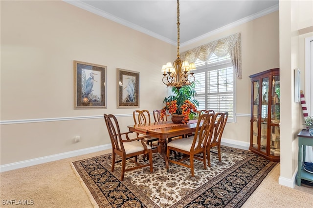 12922 Kedleston Cir, Fort Myers, FL 33912 - carpeted dining room with a chandelier, ornamental molding, and baseboards