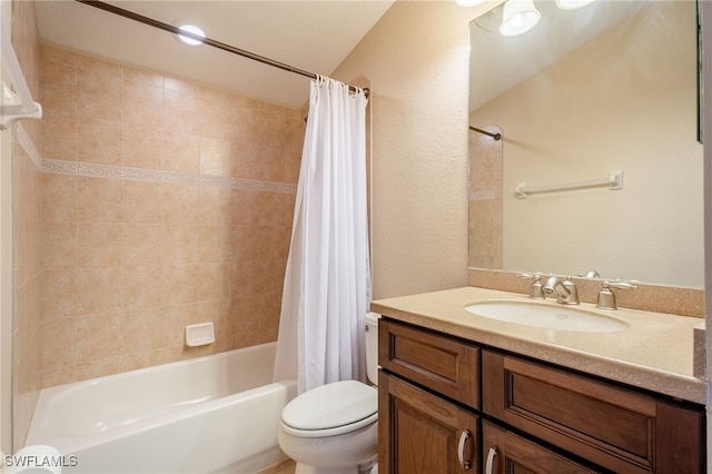 5220 SW 22nd Ave, Cape Coral, FL 33914 - bathroom with shower / bath combination with curtain, vanity, and a textured wall