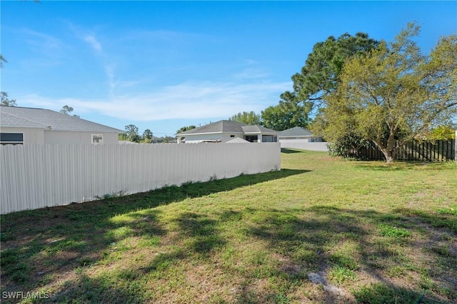 view of yard featuring a fenced backyard