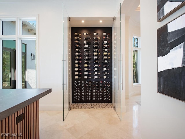 wine cellar featuring baseboards