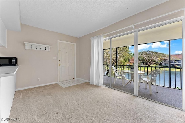 interior space featuring baseboards and a textured ceiling