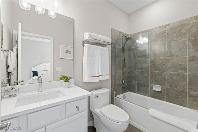 full bathroom with toilet, shower / washtub combination, and vanity