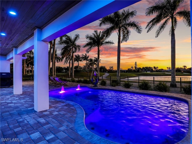 view of pool featuring a fenced in pool, a patio, and a fenced backyard