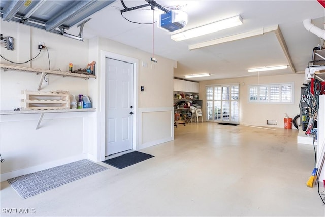 garage with a garage door opener