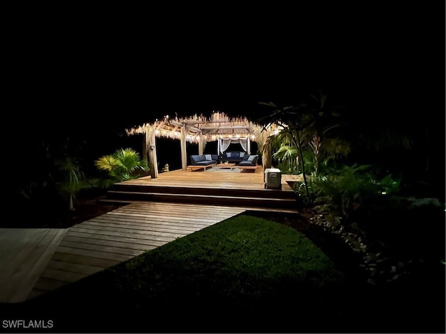 yard at twilight with a boat dock