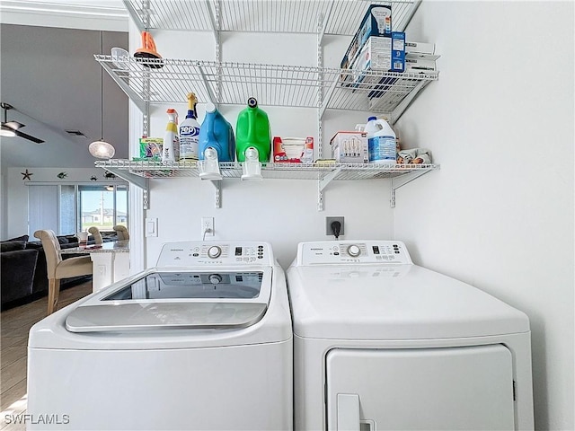 laundry area with washer and dryer and laundry area