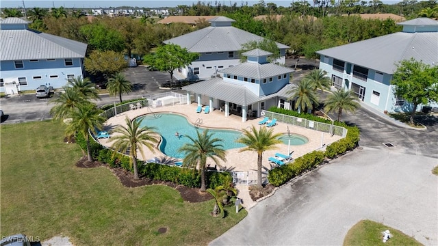 drone / aerial view with a residential view