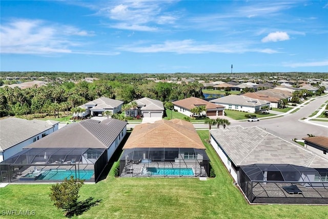 aerial view with a residential view