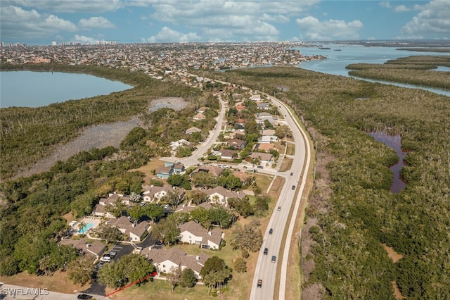 bird's eye view featuring a water view