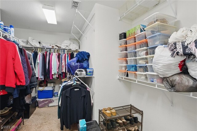 walk in closet with carpet and visible vents