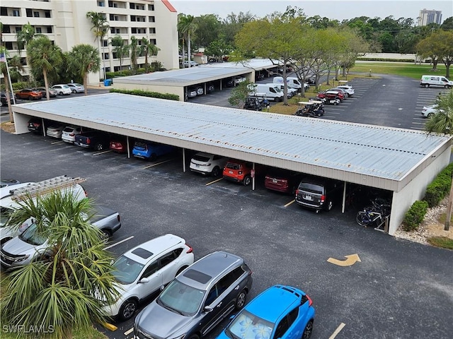 view of covered parking lot