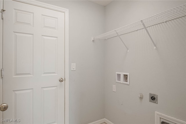 washroom with laundry area, electric dryer hookup, baseboards, and washer hookup