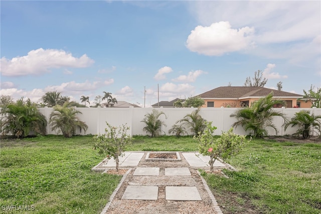 view of yard featuring a fenced backyard