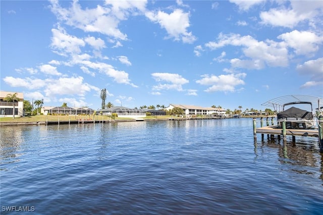 dock featuring a water view and boat lift