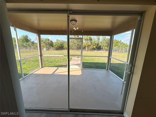 view of unfurnished sunroom