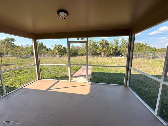 view of unfurnished sunroom