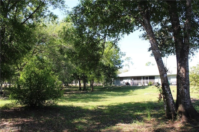 view of yard featuring a sunroom