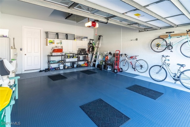 garage with a garage door opener