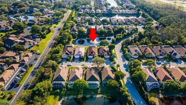 bird's eye view with a residential view