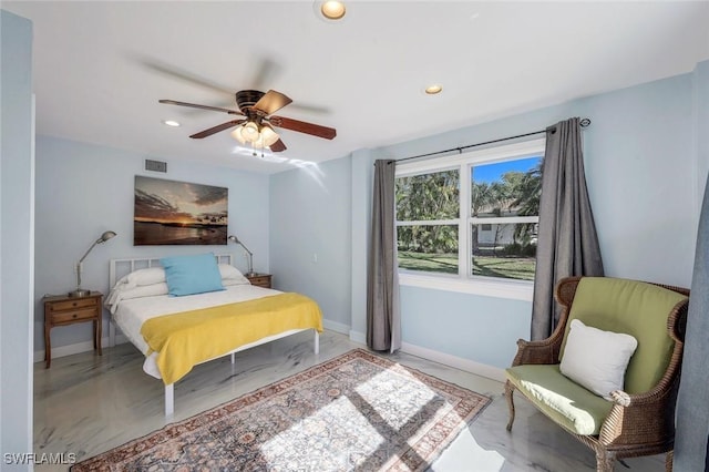 3643 N Rd, Naples, FL 34104 - bedroom featuring baseboards, visible vents, recessed lighting, and a ceiling fan