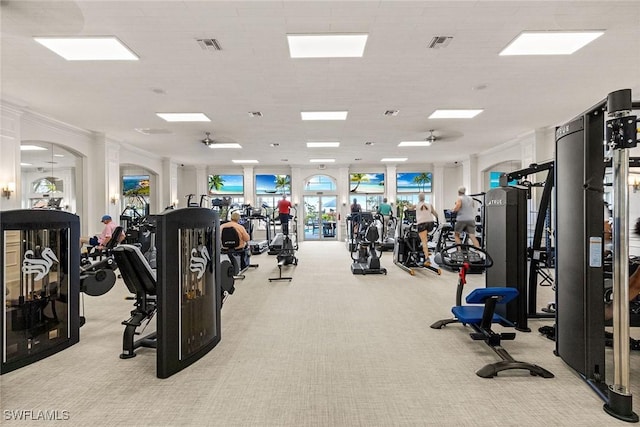 5979 Trophy Dr Unit 1604, Naples, FL 34110 - gym featuring carpet flooring and decorative columns