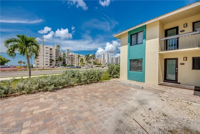 view of patio with a view of city