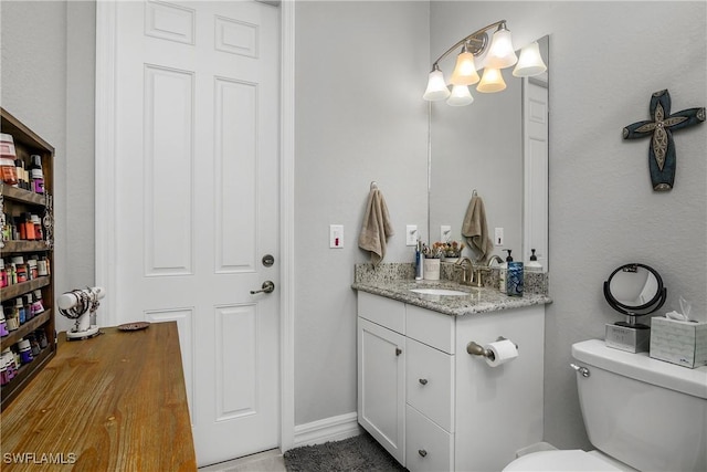 half bathroom featuring toilet and vanity