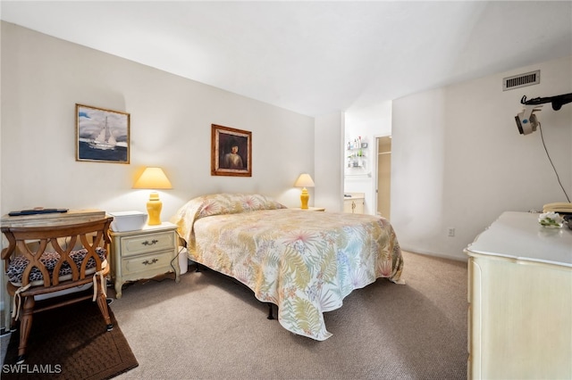 carpeted bedroom with visible vents