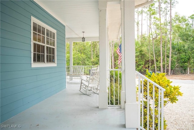 view of patio featuring covered porch