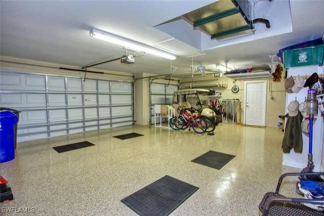 garage with a garage door opener