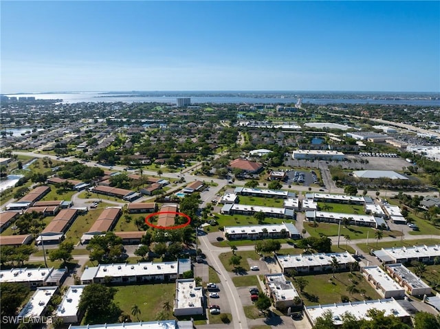 bird's eye view featuring a water view