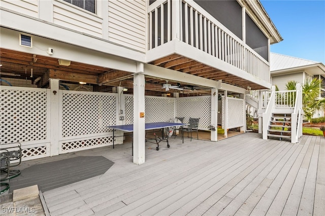 wooden terrace with stairway