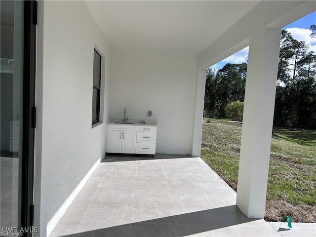 view of patio / terrace with a sink