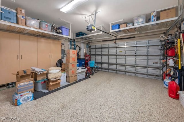 garage with a garage door opener