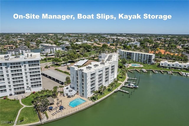 300 Park Shore Dr Unit 4C, Naples, FL 34103 - drone / aerial view of a nearby body of water, apartment complex / building, and a pool
