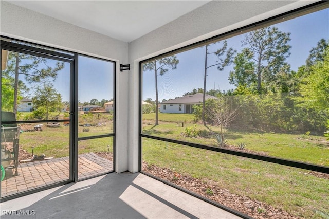 view of unfurnished sunroom